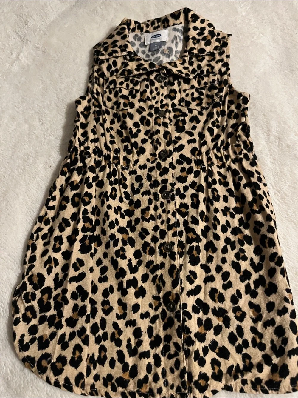 Old Navy Girls' Leopard Print Button-Front Dress - Tan & Black